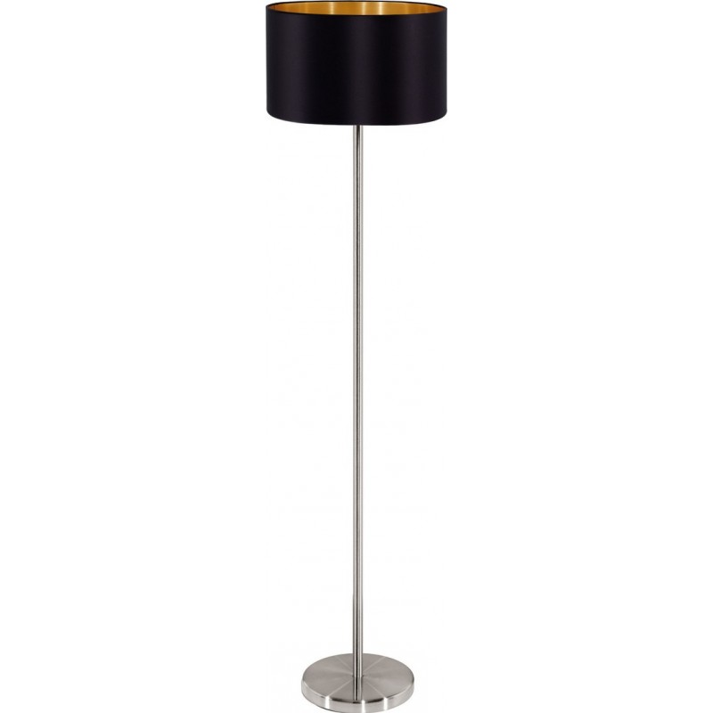 121,95 € Free Shipping | Floor lamp Eglo Maserlo 60W Cylindrical Shape Ø 38 cm. Dining room, bedroom and office. Modern, design and cool Style. Steel and Textile. Golden, black, nickel and matt nickel Color