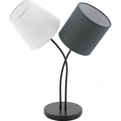 Lámpara de sobremesa Eglo Almeida 80W Forma Cilíndrica 48×38 cm. Dormitorio, oficina y zona de trabajo. Estilo moderno y diseño. Acero y Textil. Color antracita, blanco y negro