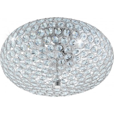 137,95 € Free Shipping | Ceiling lamp Eglo Clemente 120W Ø 35 cm. Steel and crystal. Plated chrome and silver Color