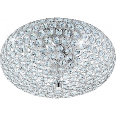 144,95 € Free Shipping | Ceiling lamp Eglo Clemente 120W Spherical Shape Ø 35 cm. Living room and dining room. Vintage Style. Steel and Crystal. Plated chrome and silver Color