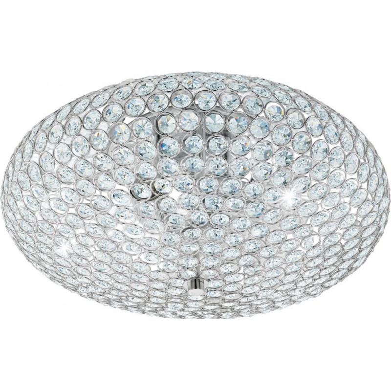 211,95 € Free Shipping | Ceiling lamp Eglo Clemente 180W Spherical Shape Ø 45 cm. Living room and dining room. Vintage Style. Steel and Crystal. Plated chrome and silver Color