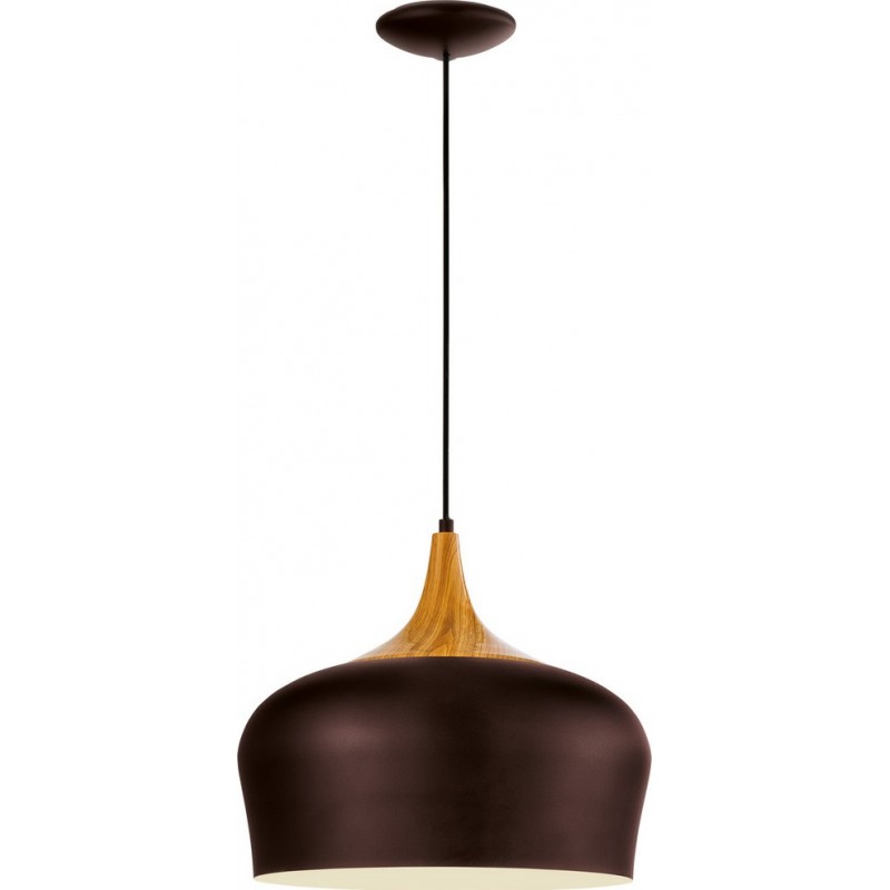 76,95 € Free Shipping | Hanging lamp Eglo Obregon 60W Conical Shape Ø 35 cm. Living room and dining room. Retro and vintage Style. Steel. Cream, brown and light brown Color