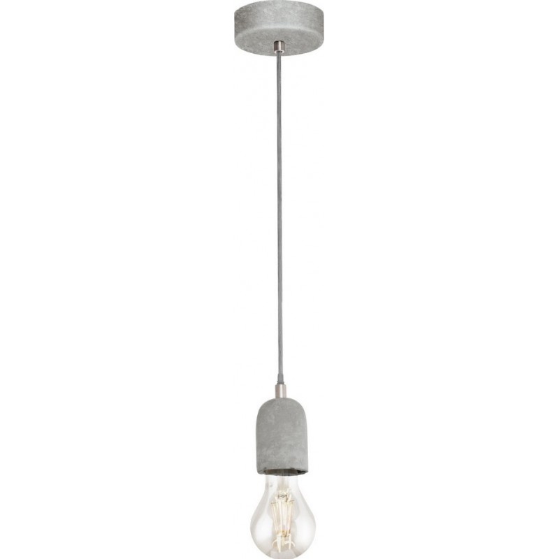 29,95 € Free Shipping | Hanging lamp Eglo Silvares 60W Spherical Shape Ø 11 cm. Living room and dining room. Retro and vintage Style. Steel and Concrete. Gray Color