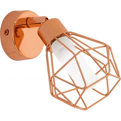 27,95 € Free Shipping | Indoor spotlight Eglo Zapata 3W Pyramidal Shape Ø 6 cm. Living room, dining room and bedroom. Design Style. Steel, glass and satin glass. White, copper and golden Color