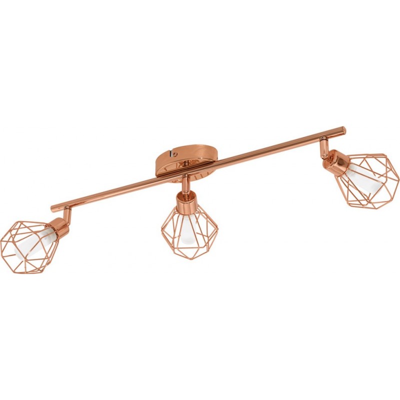 89,95 € Free Shipping | Ceiling lamp Eglo Zapata 9W Extended Shape 52×7 cm. Living room, dining room and bedroom. Design Style. Steel, Glass and Satin glass. White, copper and golden Color