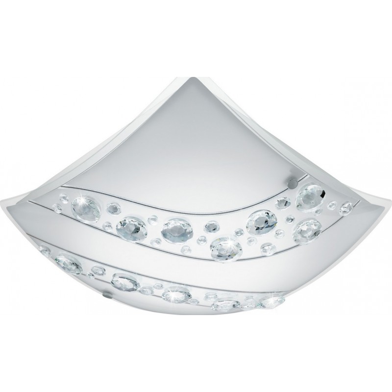 Indoor ceiling light Eglo Nerini 16W 4000K Neutral light. Angular Shape 34×34 cm. Living room and dining room. Design Style. Steel and glass. White and black Color