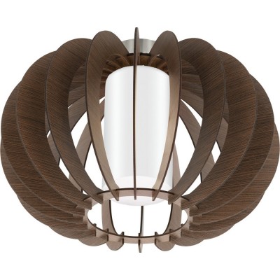 58,95 € Free Shipping | Ceiling lamp Eglo Stellato 3 60W Spherical Shape Ø 40 cm. Living room and dining room. Design Style. Steel, Wood and Glass. White, brown, nickel and matt nickel Color