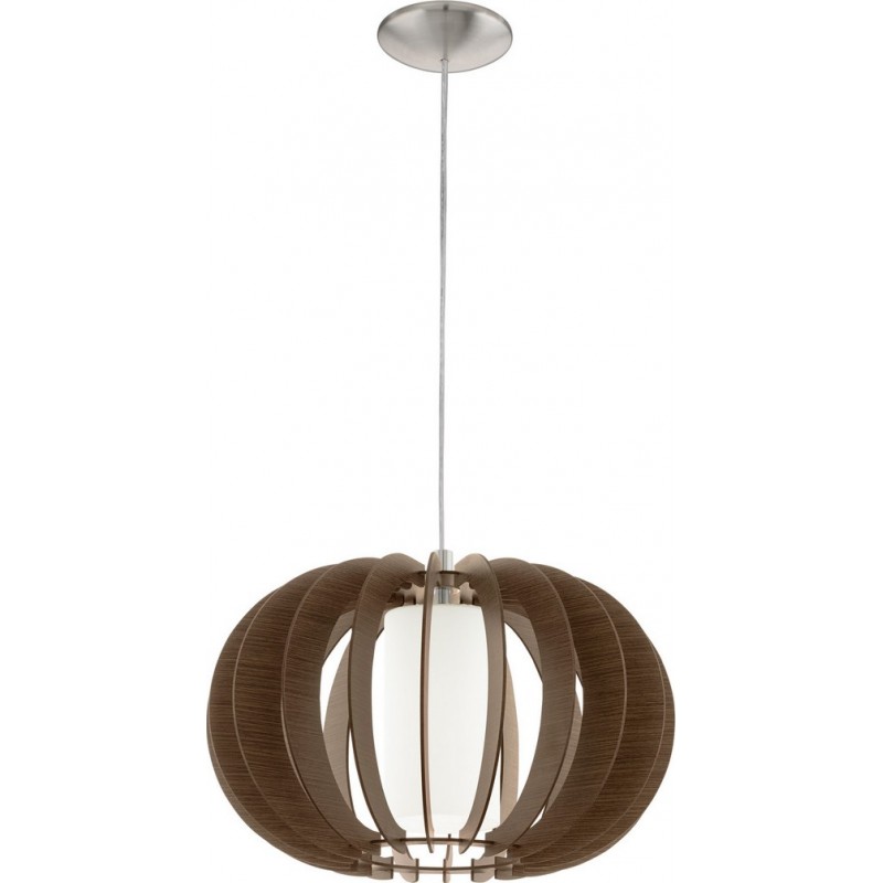 65,95 € Free Shipping | Hanging lamp Eglo Stellato 3 60W Spherical Shape Ø 40 cm. Living room and dining room. Retro and vintage Style. Steel, wood and glass. White, brown, nickel and matt nickel Color