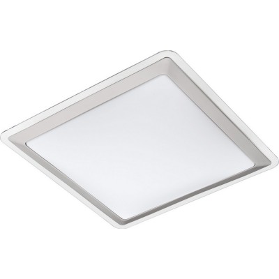 屋内シーリングライト Eglo Competa 1 24W 3000K 暖かい光. 平方 形状 34×34 cm. リビングルーム そして キッチン. モダン スタイル. 鋼 そして プラスチック. 白い そして 銀 カラー