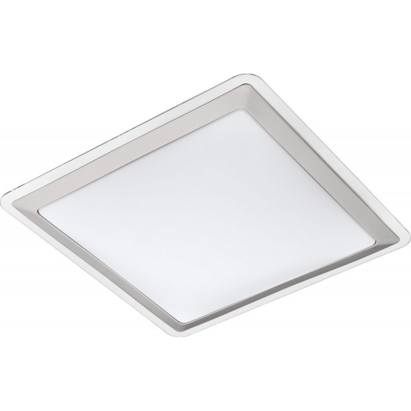 51,95 € Free Shipping | Indoor ceiling light Eglo Competa 1 24W 3000K Warm light. Square Shape 34×34 cm. Living room and kitchen. Modern Style. Steel and plastic. White and silver Color