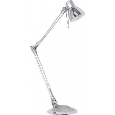 Настольная лампа Eglo Plano LED 3.5W Коническая Форма 82 cm. Офис и рабочая зона. Ретро и винтаж Стиль. Стали и Пластик. Покрытый хром и серебро Цвет