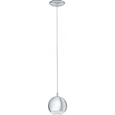 38,95 € Free Shipping | Hanging lamp Eglo Conessa 3.5W Spherical Shape Ø 15 cm. Living room and dining room. Modern, design and cool Style. Steel and plastic. Plated chrome and silver Color
