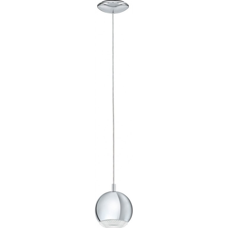 31,95 € Free Shipping | Hanging lamp Eglo Conessa 3.5W Spherical Shape Ø 15 cm. Living room and dining room. Modern, design and cool Style. Steel and plastic. Plated chrome and silver Color