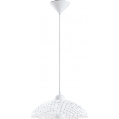 29,95 € Free Shipping | Hanging lamp Eglo Vetro 60W Conical Shape Ø 35 cm. Living room, kitchen and dining room. Modern, design and cool Style. Plastic and glass. White Color