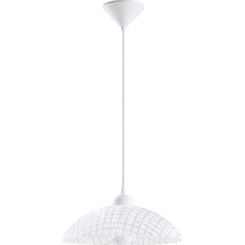 25,95 € Free Shipping | Hanging lamp Eglo Vetro 60W Conical Shape Ø 35 cm. Living room, kitchen and dining room. Modern, design and cool Style. Plastic and Glass. White Color