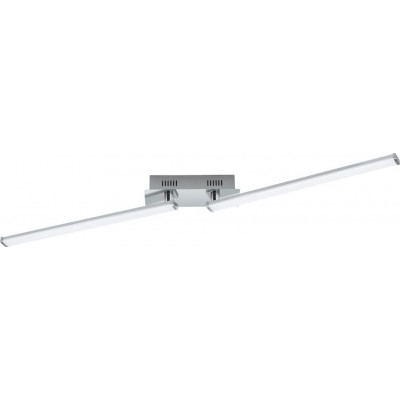 Ceiling lamp Eglo Lasana 2 18W 3000K Warm light. Extended Shape 100×8 cm. Living room and bedroom. Modern Style. Steel, Aluminum and Plastic. White, plated chrome and silver Color