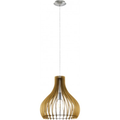 78,95 € Free Shipping | Hanging lamp Eglo Tindori 60W Conical Shape Ø 38 cm. Living room, kitchen and dining room. Modern, sophisticated and design Style. Steel and wood. Brown, nickel, matt nickel and light brown Color