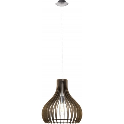 74,95 € Free Shipping | Hanging lamp Eglo Tindori 60W Conical Shape Ø 38 cm. Living room, kitchen and dining room. Modern, sophisticated and design Style. Steel and wood. Brown, nickel and matt nickel Color