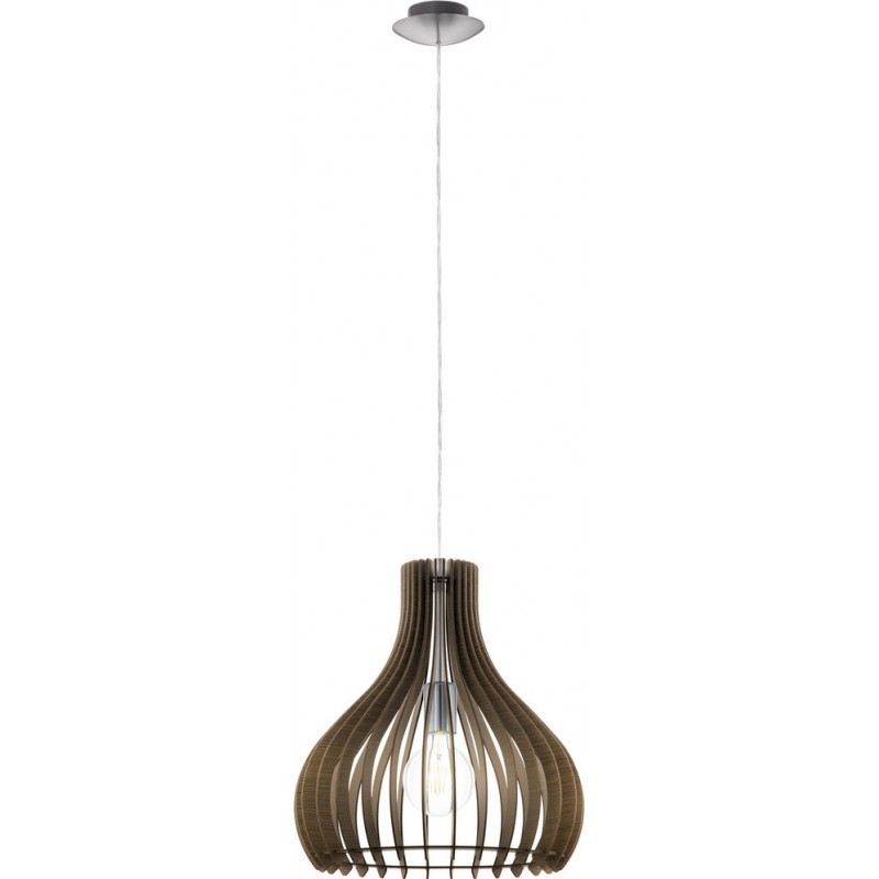 62,95 € Free Shipping | Hanging lamp Eglo Tindori 60W Conical Shape Ø 38 cm. Living room, kitchen and dining room. Modern, sophisticated and design Style. Steel and wood. Brown, nickel and matt nickel Color