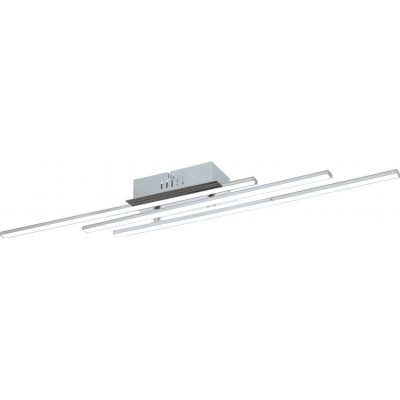 シーリングランプ Eglo Parri 18W 3000K 暖かい光. 細長い 形状 100×9 cm. ベッドルーム. 設計 スタイル. アルミニウム そして プラスチック. 白い, メッキクローム そして 銀 カラー