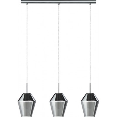 116,95 € Free Shipping | Hanging lamp Eglo Murmillo 84W Extended Shape 150×77 cm. Living room and dining room. Modern, sophisticated and design Style. Steel, glass and tinted glass. Plated chrome, black, transparent black and silver Color