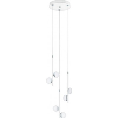 187,95 € Free Shipping | Hanging lamp Eglo Olindra 13.5W 3000K Warm light. Spherical Shape Ø 29 cm. Living room and dining room. Modern, design and cool Style. Steel and plastic. White, plated chrome, silver and satin Color
