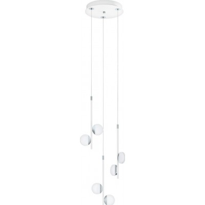 159,95 € Envio grátis | Lâmpada pendurada Eglo Olindra 13.5W 3000K Luz quente. Forma Esférica Ø 29 cm. Sala de estar e sala de jantar. Estilo moderno, projeto e frio. Aço e Plástico. Cor branco, cromado, prata e cetim