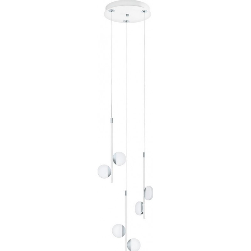 159,95 € Free Shipping | Hanging lamp Eglo Olindra 13.5W 3000K Warm light. Spherical Shape Ø 29 cm. Living room and dining room. Modern, design and cool Style. Steel and plastic. White, plated chrome, silver and satin Color