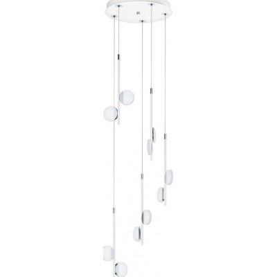 293,95 € Free Shipping | Hanging lamp Eglo Olindra 22W 3000K Warm light. Spherical Shape Ø 37 cm. Living room and dining room. Modern, design and cool Style. Steel and plastic. White, plated chrome, silver and satin Color