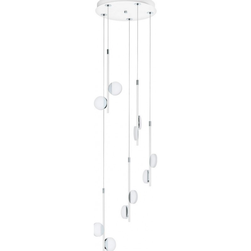 249,95 € Free Shipping | Hanging lamp Eglo Olindra 22W 3000K Warm light. Spherical Shape Ø 37 cm. Living room and dining room. Modern, design and cool Style. Steel and Plastic. White, plated chrome, silver and satin Color