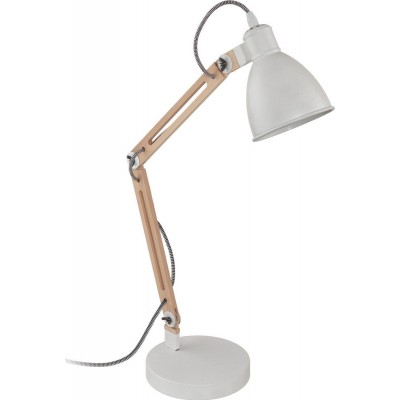 89,95 € Free Shipping | Desk lamp Eglo Torona 1 28W Conical Shape 61×45 cm. Office and work zone. Retro, vintage and classic Style. Steel and wood. White and natural Color