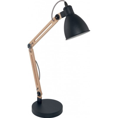 Lampe de bureau Eglo Torona 1 28W Façonner Conique 61×45 cm. Bureau et zone de travail. Style rétro, vintage et classique. Acier et Bois. Couleur noir et naturel