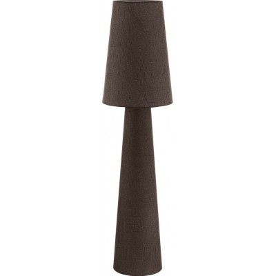 Lámpara de pie Eglo Carpara 120W Forma Cilíndrica Ø 35 cm. Comedor, dormitorio y oficina. Estilo moderno, sofisticado y diseño. Lino y Textil. Color marrón