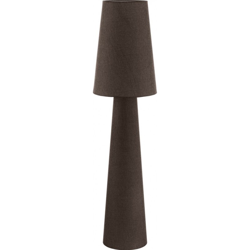 Lámpara de pie Eglo Carpara 120W Forma Cilíndrica Ø 35 cm. Comedor, dormitorio y oficina. Estilo moderno, sofisticado y diseño. Lino y Textil. Color marrón