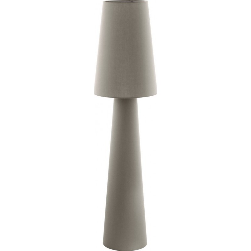 Floor lamp Eglo Carpara 120W Cylindrical Shape Ø 35 cm. Dining room, bedroom and office. Modern, sophisticated and design Style. Textile. Gray Color