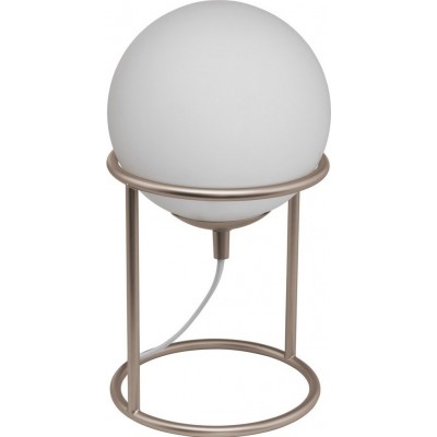 Table lamp Eglo Castellato 1 28W Spherical Shape Ø 15 cm. Bedroom, office and work zone. Modern, sophisticated and design Style. Steel, glass and opal glass. White and champagne Color