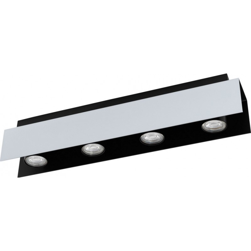 Indoor ceiling light Eglo Viserba 20W Extended Shape 55×12 cm. Living room, kitchen and bedroom. Modern Style. Steel. Aluminum, white, black and silver Color