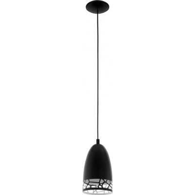 Lámpara colgante Eglo Savignano 60W Forma Cónica Ø 16 cm. Salón y comedor. Estilo moderno, sofisticado y diseño. Acero. Color blanco y negro