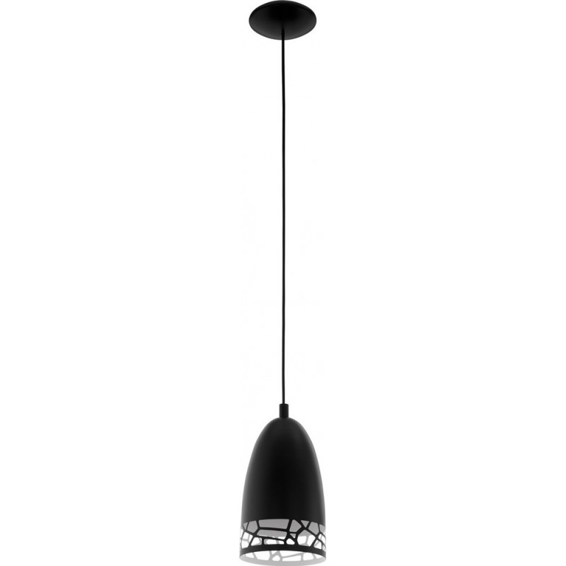 Lámpara colgante Eglo Savignano 60W Forma Cónica Ø 16 cm. Salón y comedor. Estilo moderno, sofisticado y diseño. Acero. Color blanco y negro