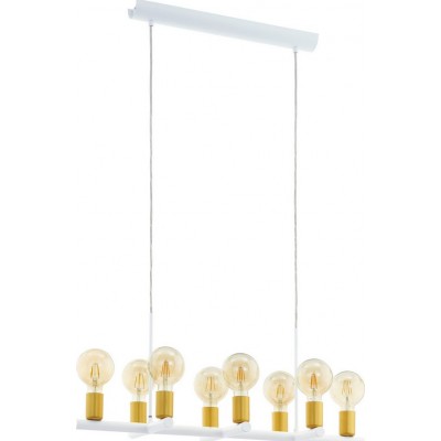 153,95 € Free Shipping | Hanging lamp Eglo Adri 2 480W Extended Shape 110×79 cm. Living room and dining room. Modern, sophisticated and design Style. Steel. White and golden Color