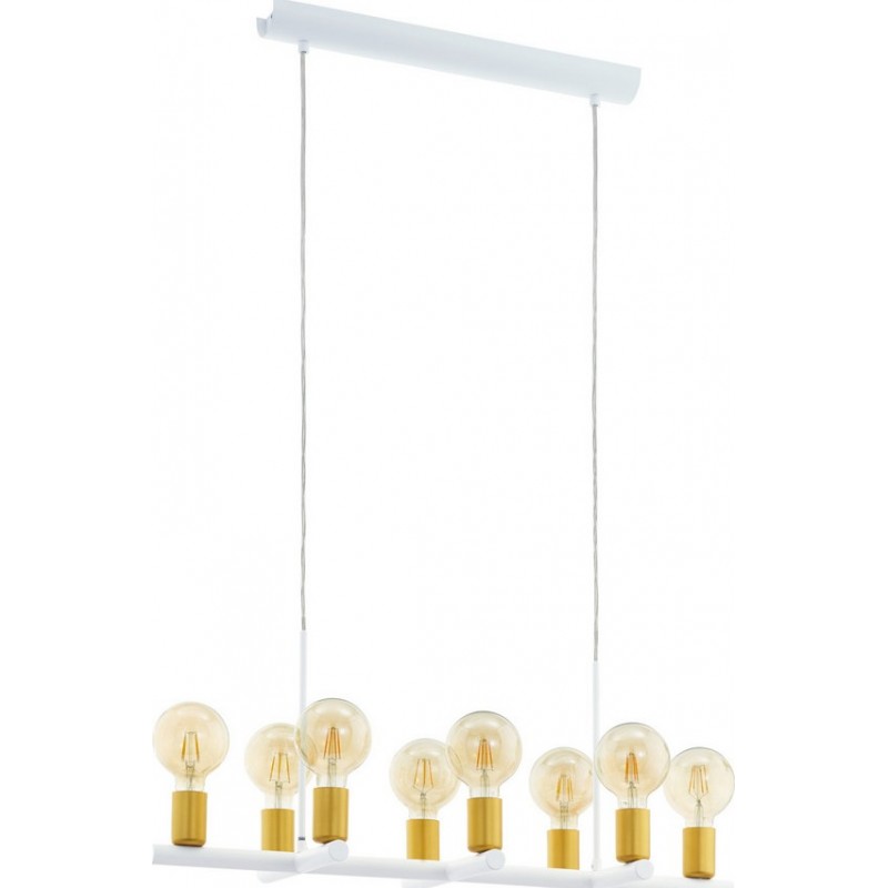 129,95 € Free Shipping | Hanging lamp Eglo Adri 2 480W Extended Shape 110×79 cm. Living room and dining room. Modern, sophisticated and design Style. Steel. White and golden Color