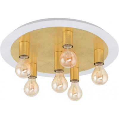 201,95 € Free Shipping | Indoor ceiling light Eglo Passano 24W Spherical Shape Ø 55 cm. Living room, dining room and bedroom. Design Style. Steel. White and golden Color