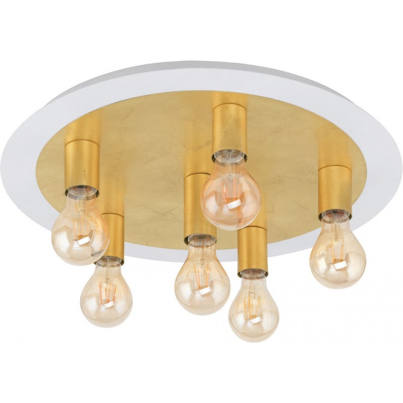 179,95 € Free Shipping | Ceiling lamp Eglo Passano 24W Spherical Shape Ø 55 cm. Living room, dining room and bedroom. Design Style. Steel. White and golden Color