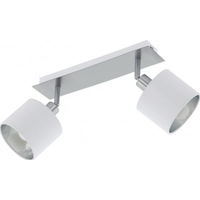 39,95 € Envio grátis | Refletor interno Eglo Valbiano 14W 32×7 cm. Aço e têxtil. Cor branco, níquel, níquel mate e prata