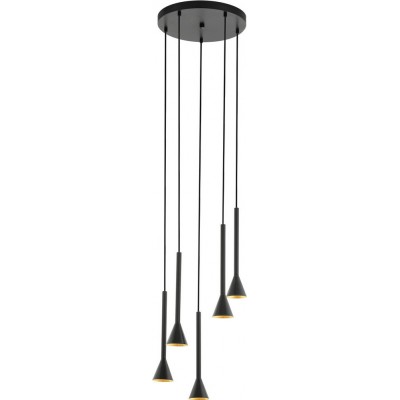 256,95 € Free Shipping | Hanging lamp Eglo Cortaderas 25W Conical Shape Ø 35 cm. Living room and dining room. Modern, sophisticated and design Style. Steel. Golden and black Color