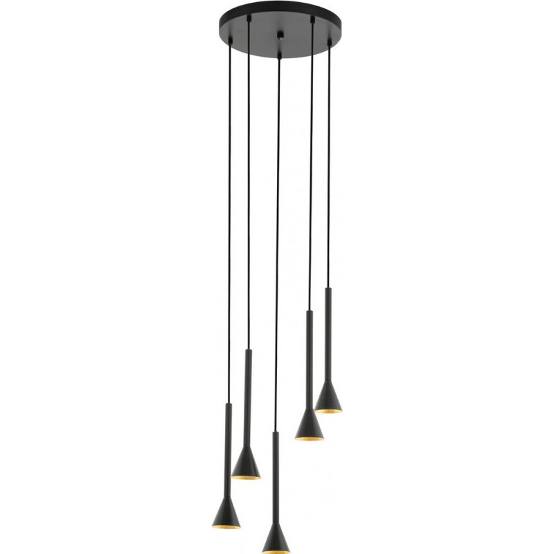 228,95 € Free Shipping | Hanging lamp Eglo Cortaderas 25W Conical Shape Ø 35 cm. Living room and dining room. Modern, sophisticated and design Style. Steel. Golden and black Color
