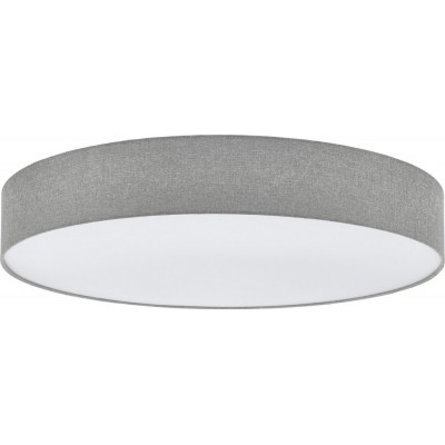 203,95 € Free Shipping | Indoor ceiling light Eglo Pasteri 175W Cylindrical Shape Ø 98 cm. Living room and dining room. Modern Style. Steel, Linen and Textile. White and gray Color