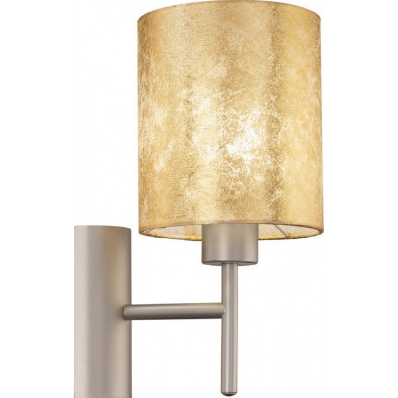 52,95 € Free Shipping | Indoor wall light Eglo Viserbella 60W Cylindrical Shape 31×15 cm. Living room and bedroom. Sophisticated and design Style. Steel and textile. Champagne and golden Color