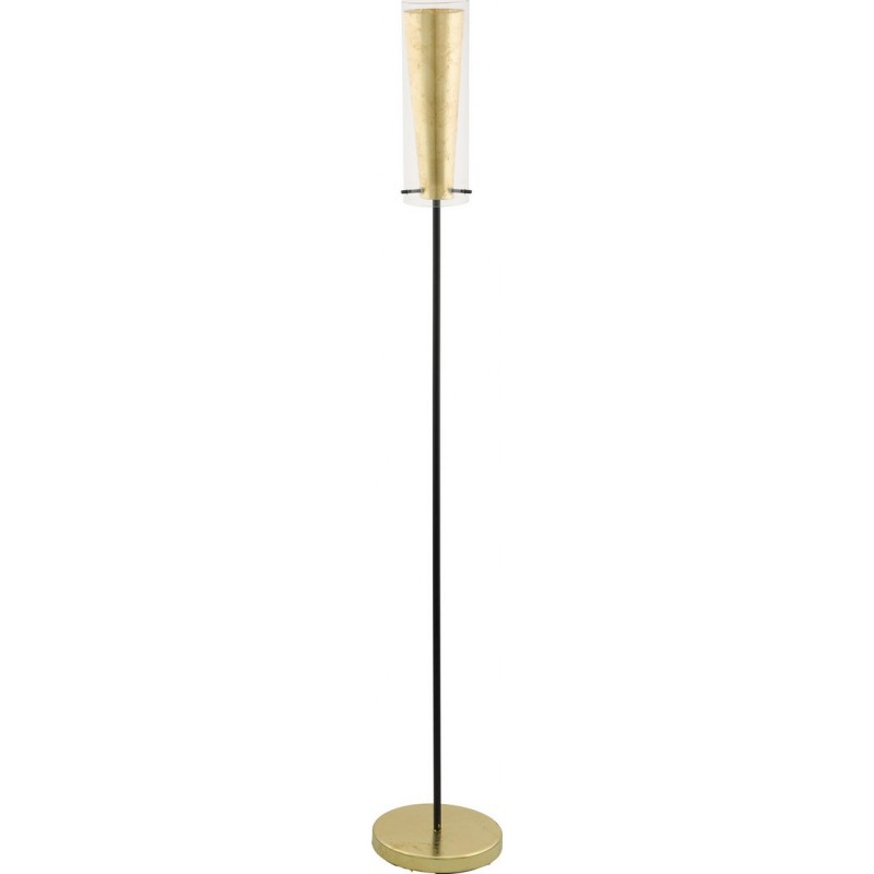 138,95 € Free Shipping | Floor lamp Eglo Pinto Gold 60W Cylindrical Shape Ø 11 cm. Dining room, bedroom and office. Modern, sophisticated and design Style. Steel and glass. Golden and black Color