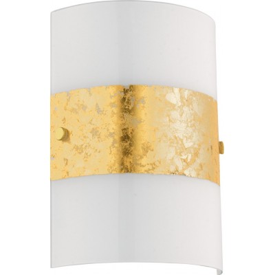 Luz de parede interna Eglo Fiumana 40W Forma Cilíndrica 25×18 cm. Quarto e salão. Estilo sofisticado e projeto. Aço e Vidro. Cor branco e dourado